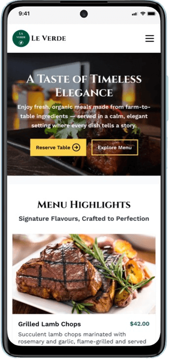 Image of a quickprimetech restaurant website mockup