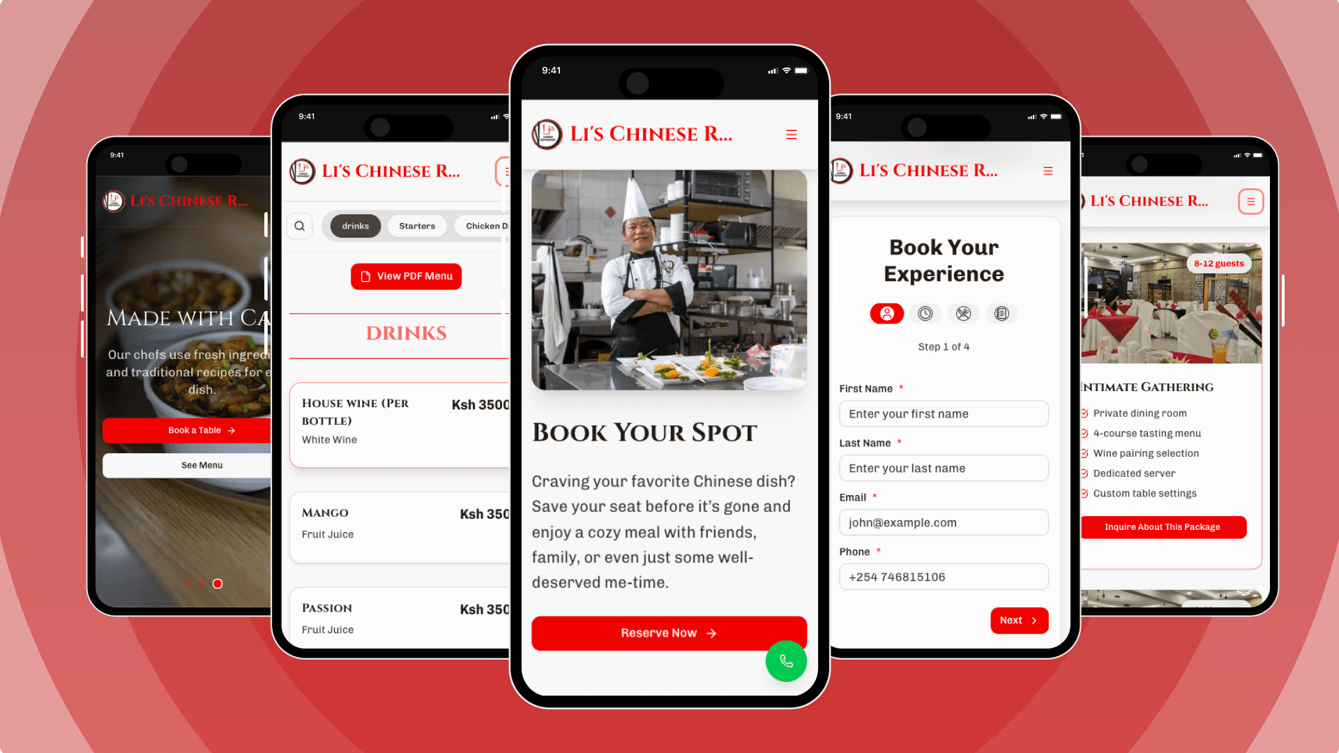 li's Chinese Restaurant website Mockup